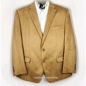 Men's 46R ~ Lauren‎ Ralph Lauren Faux Suede Suit Coat Blazer Jacket Fully Lined